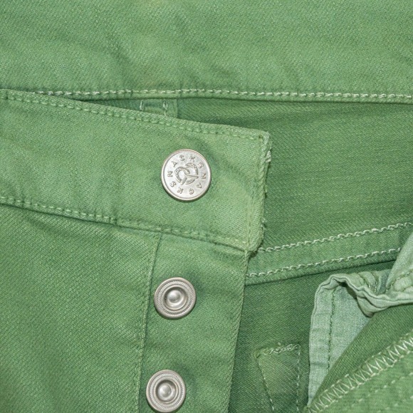 MOTHER Green Women's Jeans Mariposa Raw Hem Slim Skinny 26 Denim Button Fly Lime - Picture 8 of 10